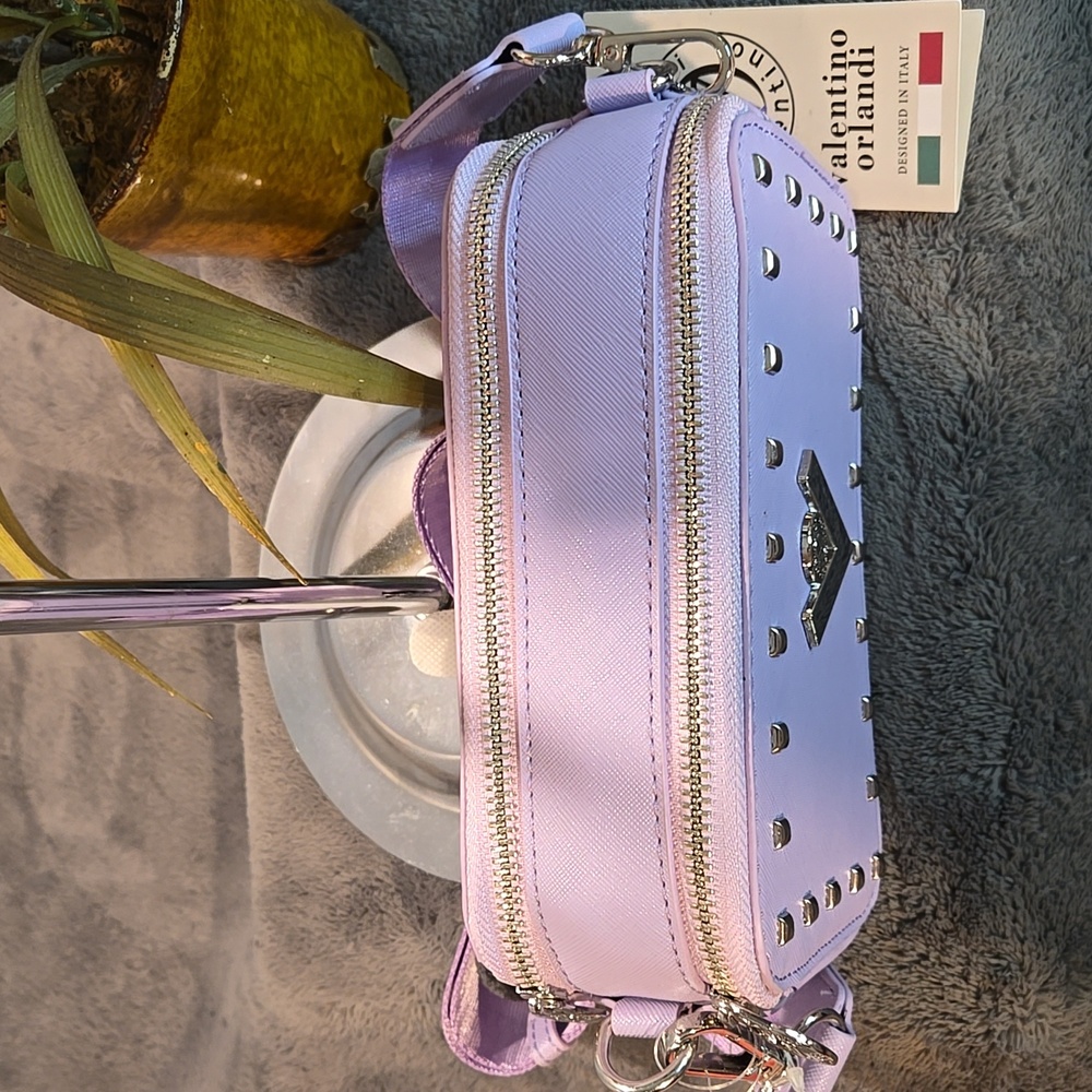 Valentino Orlandi Lavender Silver Studded Crossbody Bag - Picture 3 of 8
